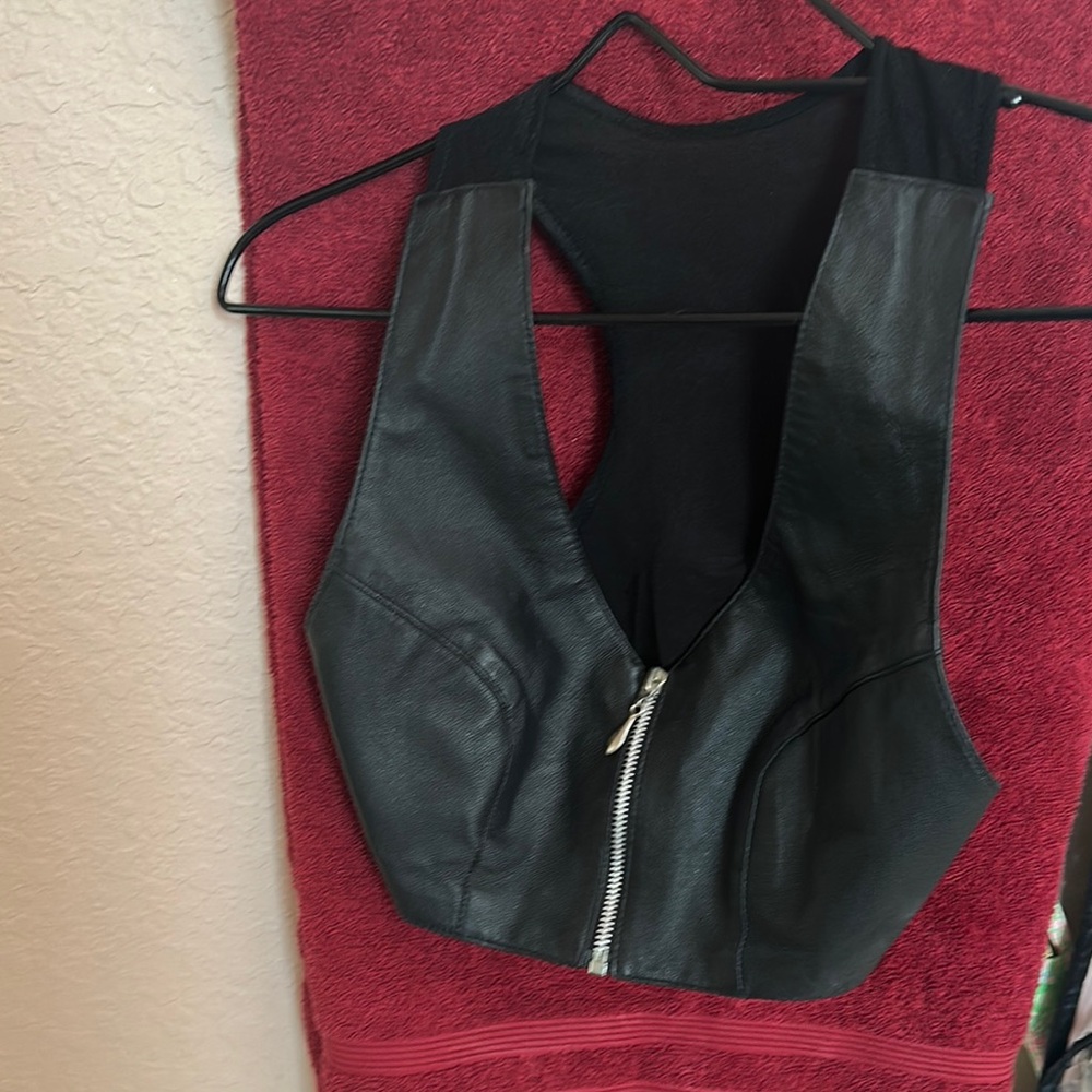 Black Leather Women's Top